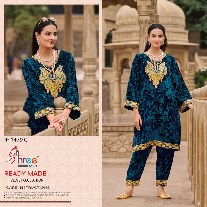 R 1479 By Shree Fabs Velvet Readymade Suits Wholesale In India